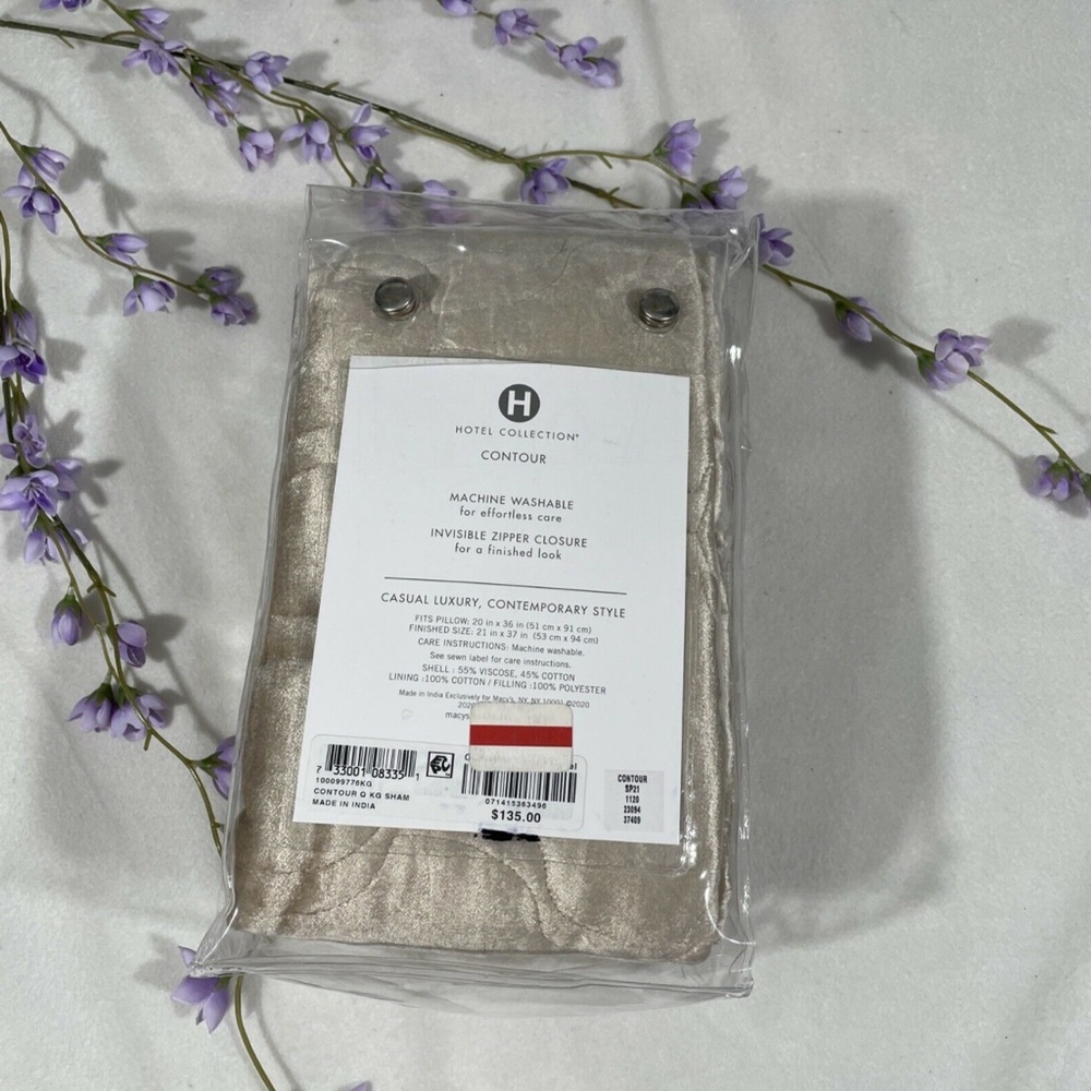 NIB [ 1 King ] Quilted Velvet‎ Sham for Hotel Collection Contour - Picture 2 of 12